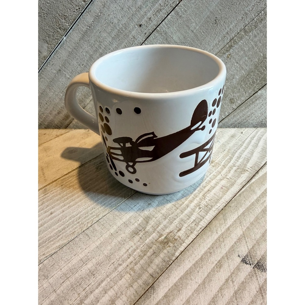 Vintage Biplane Coffee Mug Made in Spain White Ceramic Aviation Pilot Gift
